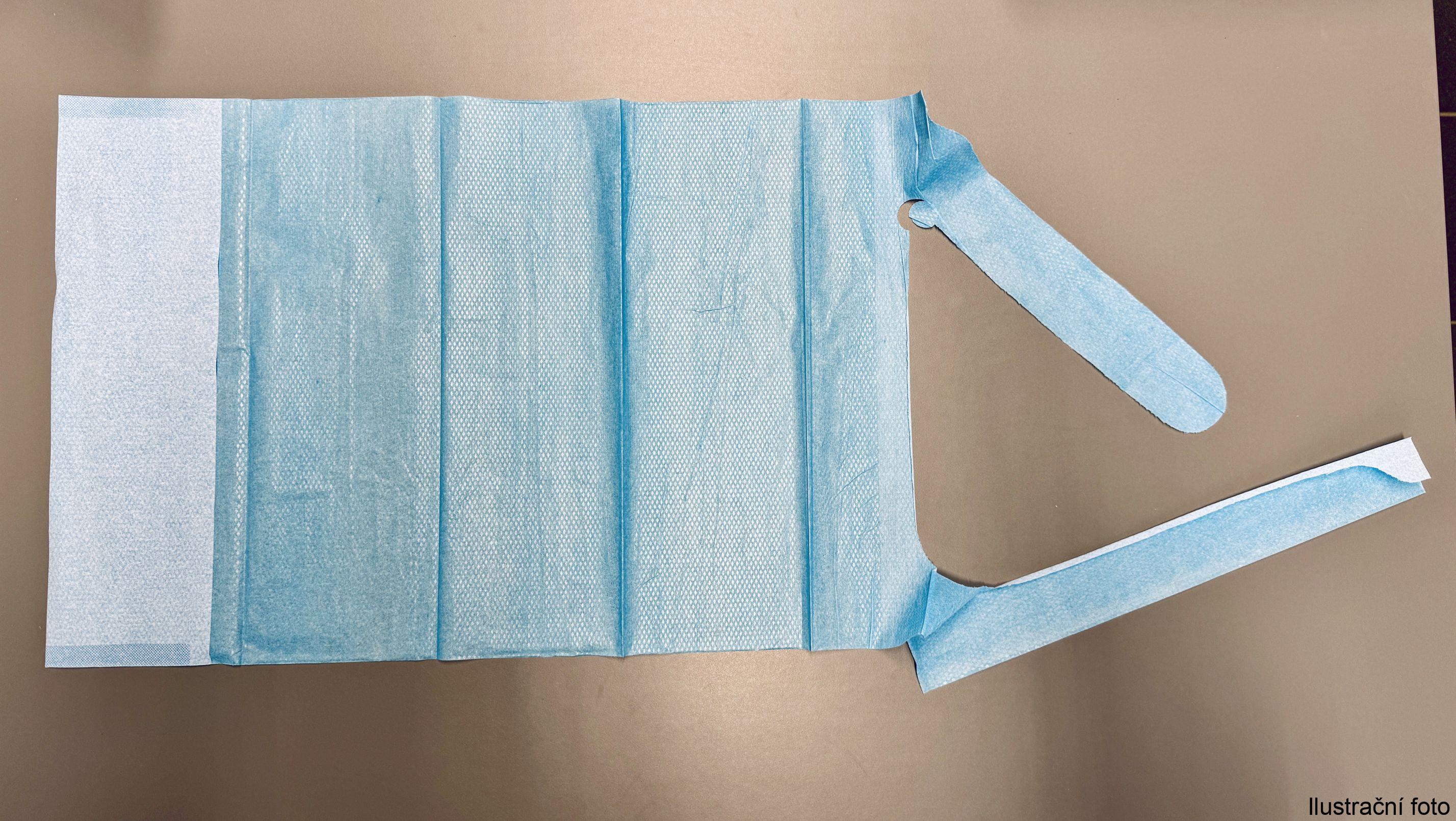 Jednorázový podbradník (bryndák) modrý 37x67cm (balení 100 ks)