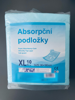 Absorpční (inkontinenční) podložky 90x180cm se záložkami (balení 10 ks)
