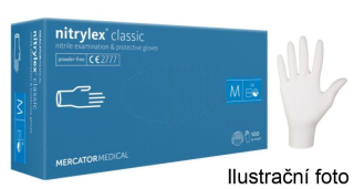 Nitrilové vyšetřovací rukavice Mercator, bílé (balení 100 ks) 