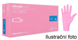 Nitrilové vyšetřovací rukavice Mercator, růžové (balení 100 ks) 