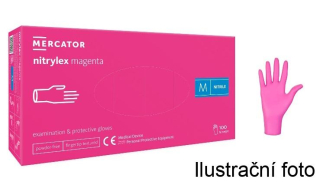 Nitrilové vyšetřovací rukavice Mercator, magenta (balení 100 ks) 