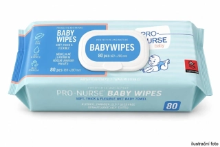 ProNURSE® BABY vlhčené ubrousky pro děti 180*200mm (80 ubrousků v balení s plastovým uzávěrem)