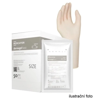 Operační sterilní latexové rukavice bez pudru - Dermagel Basic (balení 50 párů)