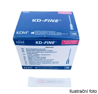 KD-FINE Jehla injekční 18G 1,2x40mm růžová (balení 100 ks)